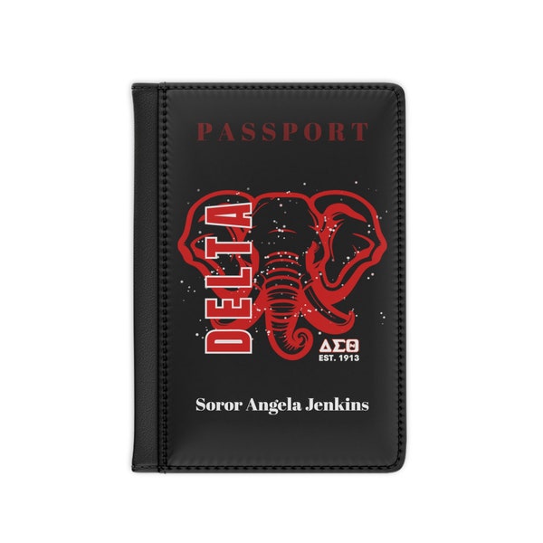Delta Sigma Theta Passport Cover, PERSONALIZED, Trendy HBCU D9 sorority, DST passport case,,Devastating diva, the Redz, legacy  soror item