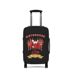 Delta Sigma Theta Luggage COVER, HBCU D9 Sorority cover, Devastating Diva, The Redz, Soror Travel accessory, legacy gift item, Spring 2024