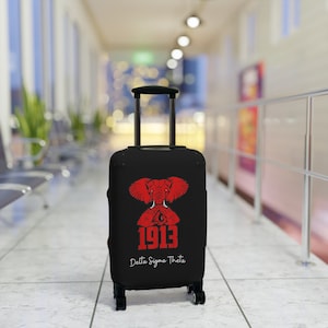 Delta Sigma Theta Luggage Cover, Graphic HBCU devastating Diva traveler, perfect sorority gift, eye catching and classy