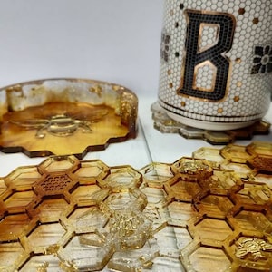 Honeycomb Coasters with Holder.