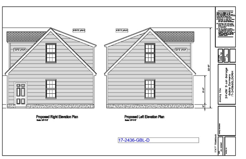 24'X36' 3 CAR GARAGE Gable End Plans Plan ID 172346gbldorm Etsy