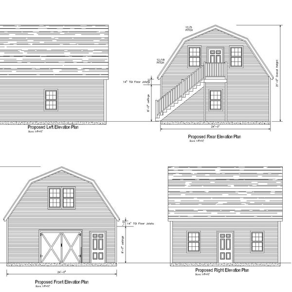 24'x24' GAMBREL BARN 24'x24' gambrel roof plan - gambrel roof plan 18-2424-gmb-5 (mre)