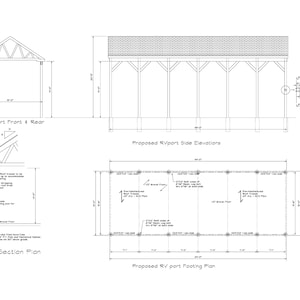 COVERERED PAVILION PLAN rv storage 16&#39;x44&#39; car port plan #17-cp1424RVgbl-1