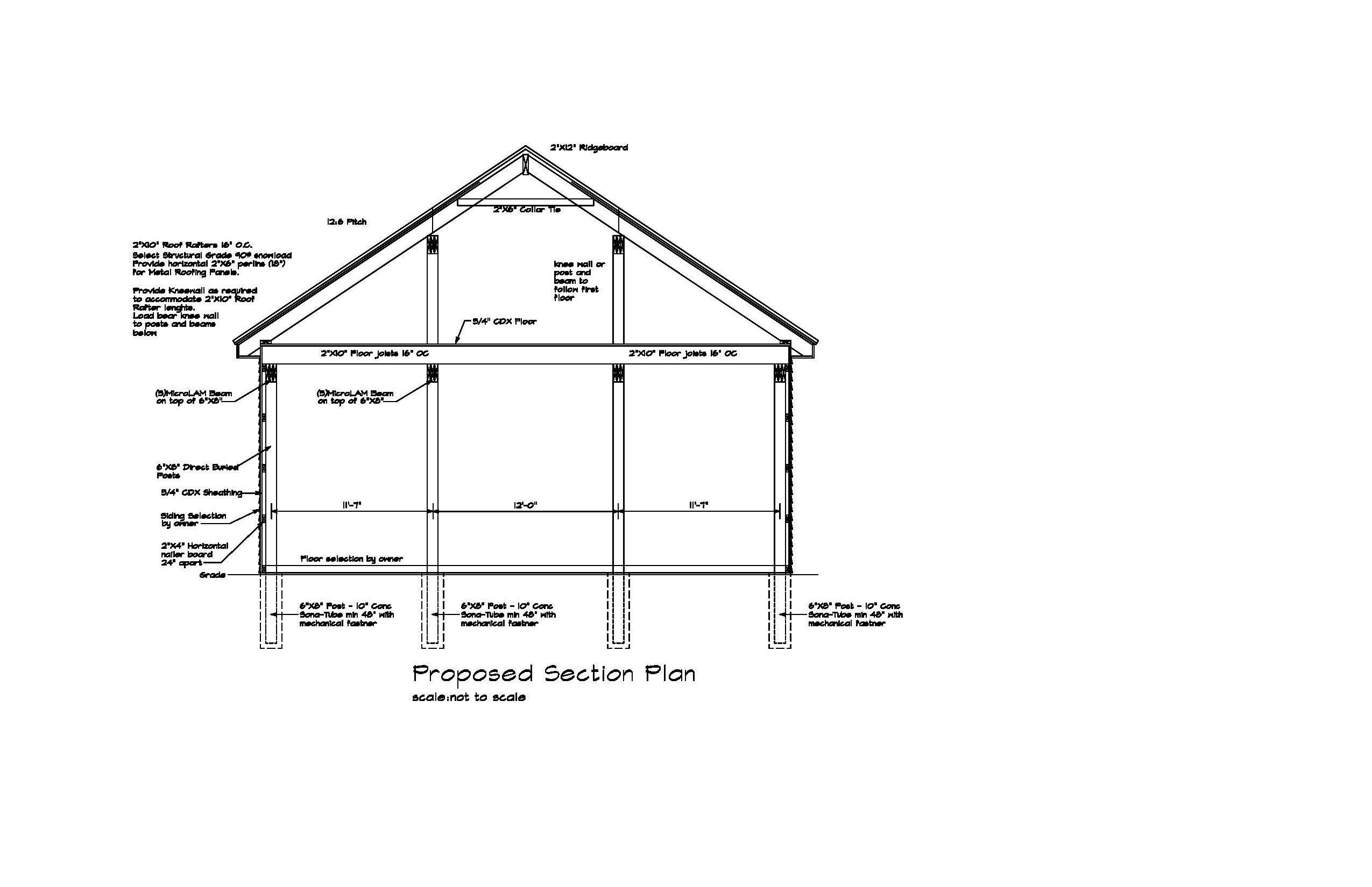 36'X48' HORSE BARN POLE Barn Gable Roof 48'x24' Horse Barn Plan 17