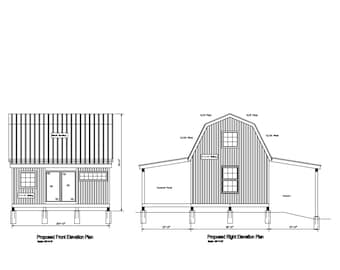 16'X20' GAMBREL BARN 20'x16' gambrel roof garage  plan - gambrel roof plan 17-1620-gmb-1