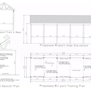 COVERERED PAVILION PLAN rv storage 12&#39;x40&#39; car port plan #17-cp1240RVgbl-1