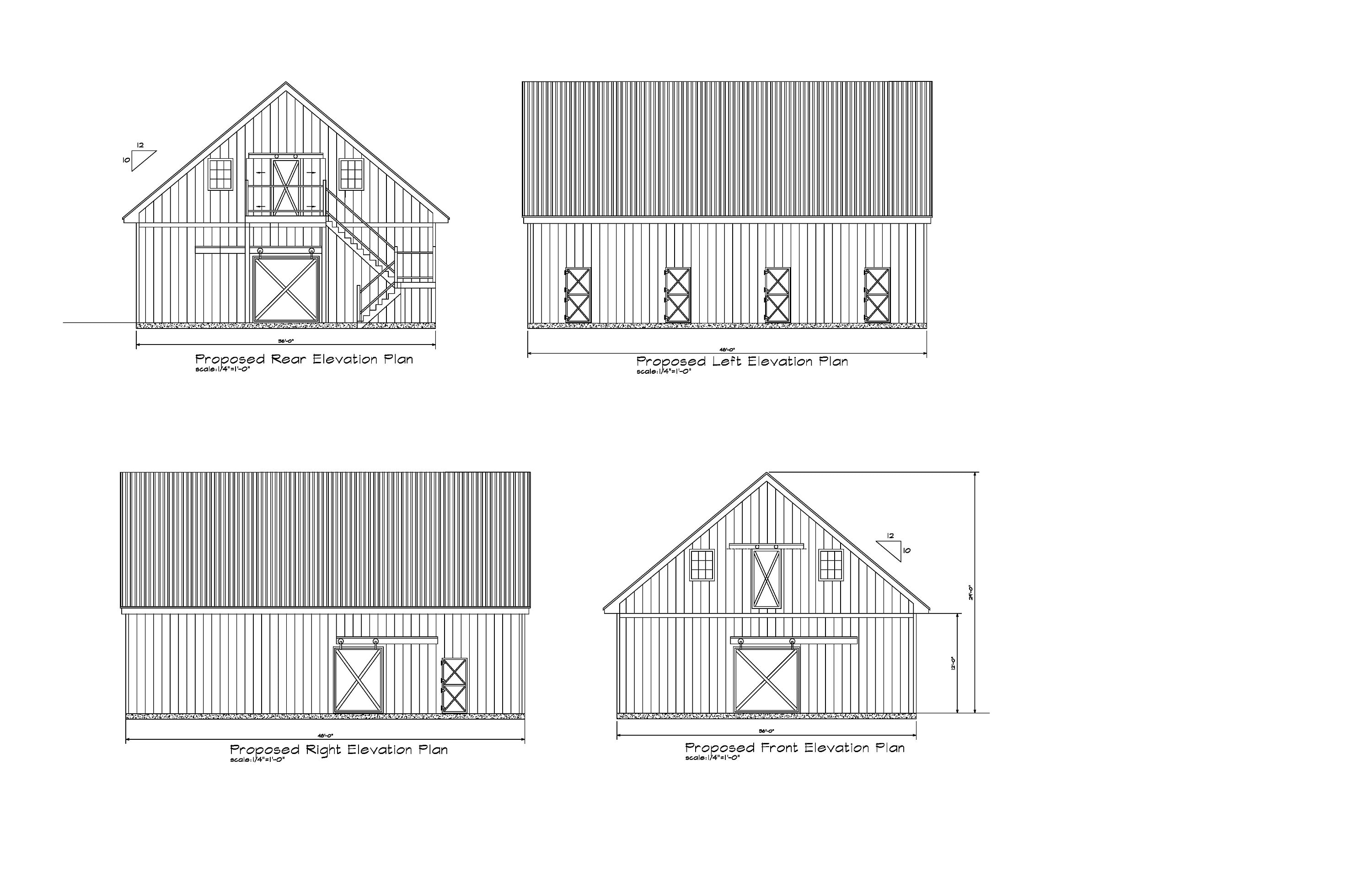 36'X48' HORSE BARN POLE Barn Gable Roof 48'x24' Horse Barn Plan 17