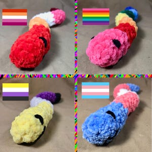 Pride Flag Snakes Group 1: Expanded Pride, Non-Binary, Lesbian, Transgender Handmade Crochet Plushies