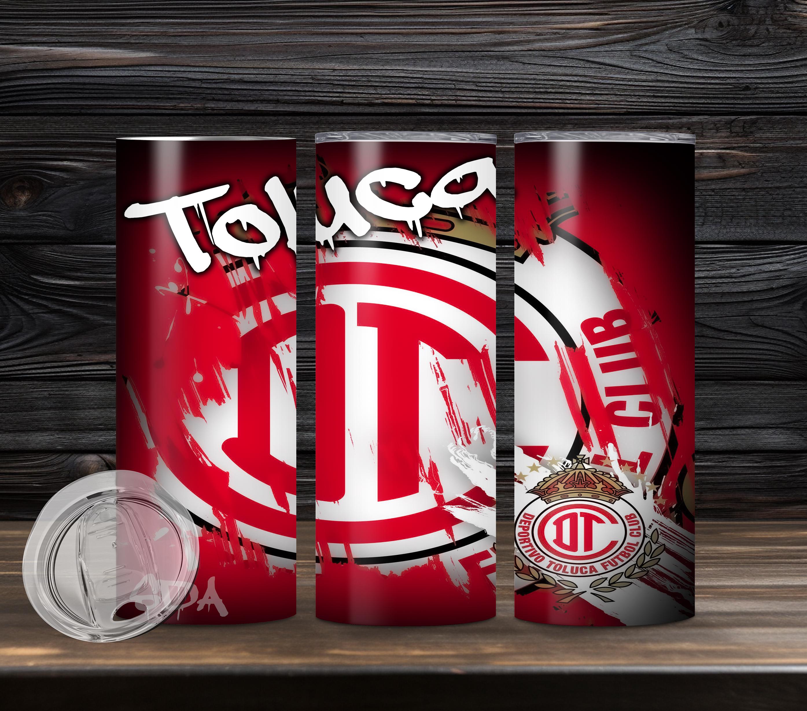 Deportivo Toluca Futbol Club 20 oz Skinny Straight Tumbler Diablos Rojos Futbol Mexicano Soccer Liga MX