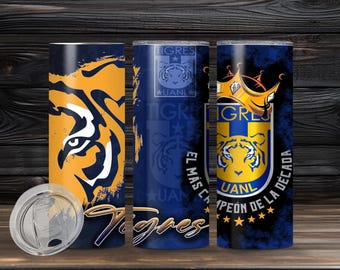 Club Tigres, 20 oz tumbler wrap, tigres UANL sublimation skinny tumbler wrap, PNG Tumbler wrap, La U tumbler wrap, Tigres Incomparables png