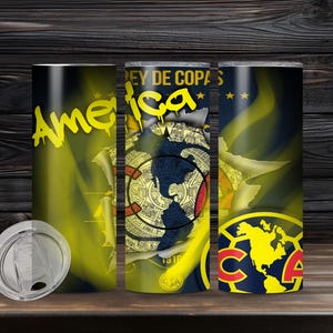 America Yellow 20 oz Tumbler,Mexican Soccer Team, Tumbler Wrap,club America, tumbler, Soccer, Soccer Team, PNG