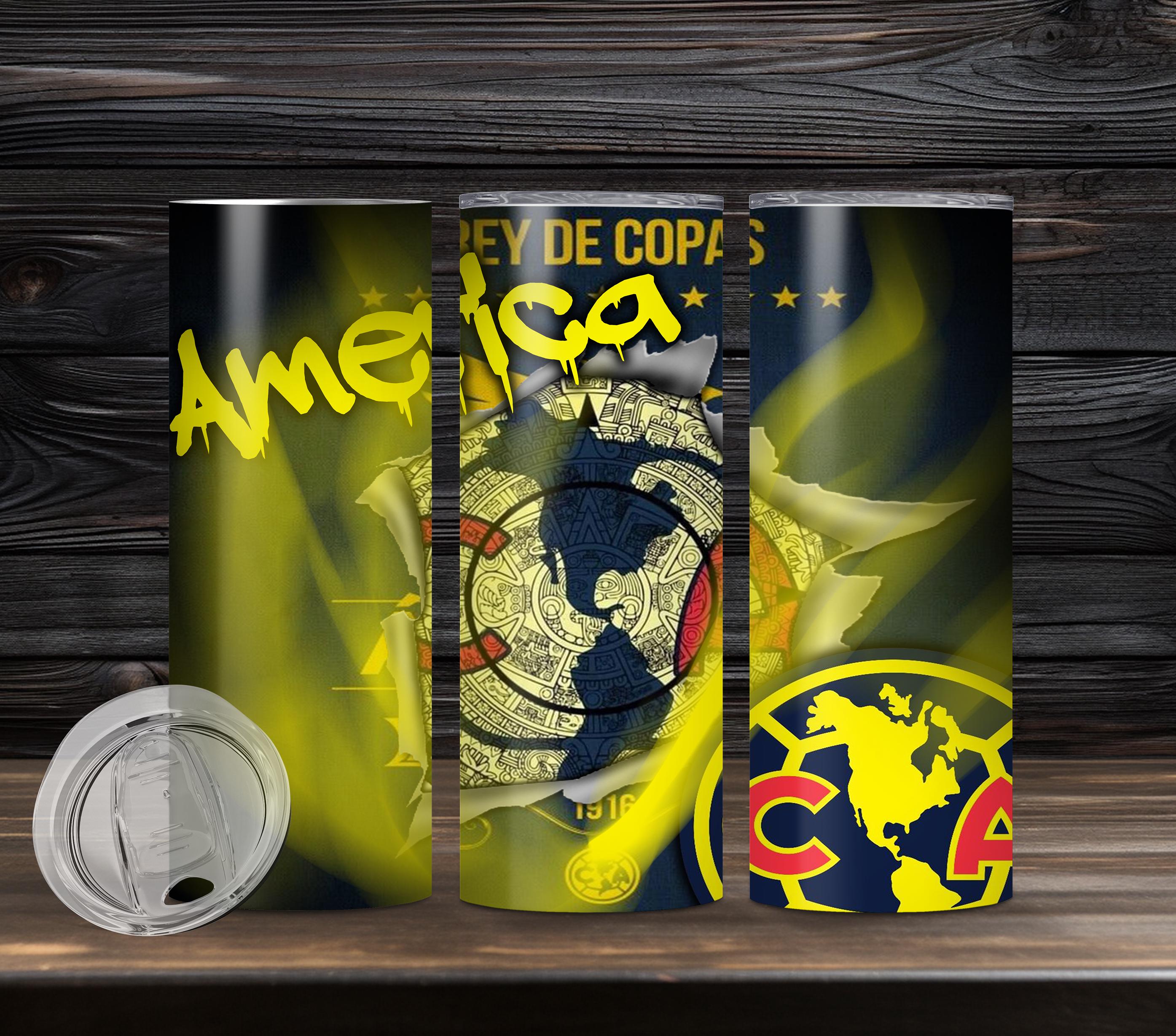 America Yellow 20 oz Tumbler,Mexican Soccer Team, Tumbler Wrap,club America, tumbler, Soccer, Soccer Team, PNG