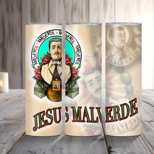JESUS MALVERDE 20 oz tumbler, PNG, Malverde Santo, The Generous Bandit, The Angel of the Poor, El ángel de los pobres, El bandido generoso