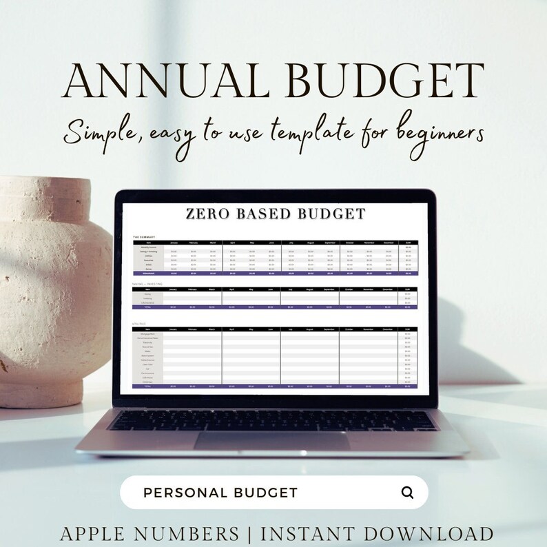 Annual Personal Budget Template numbers Monthly Breakdown Zero Based