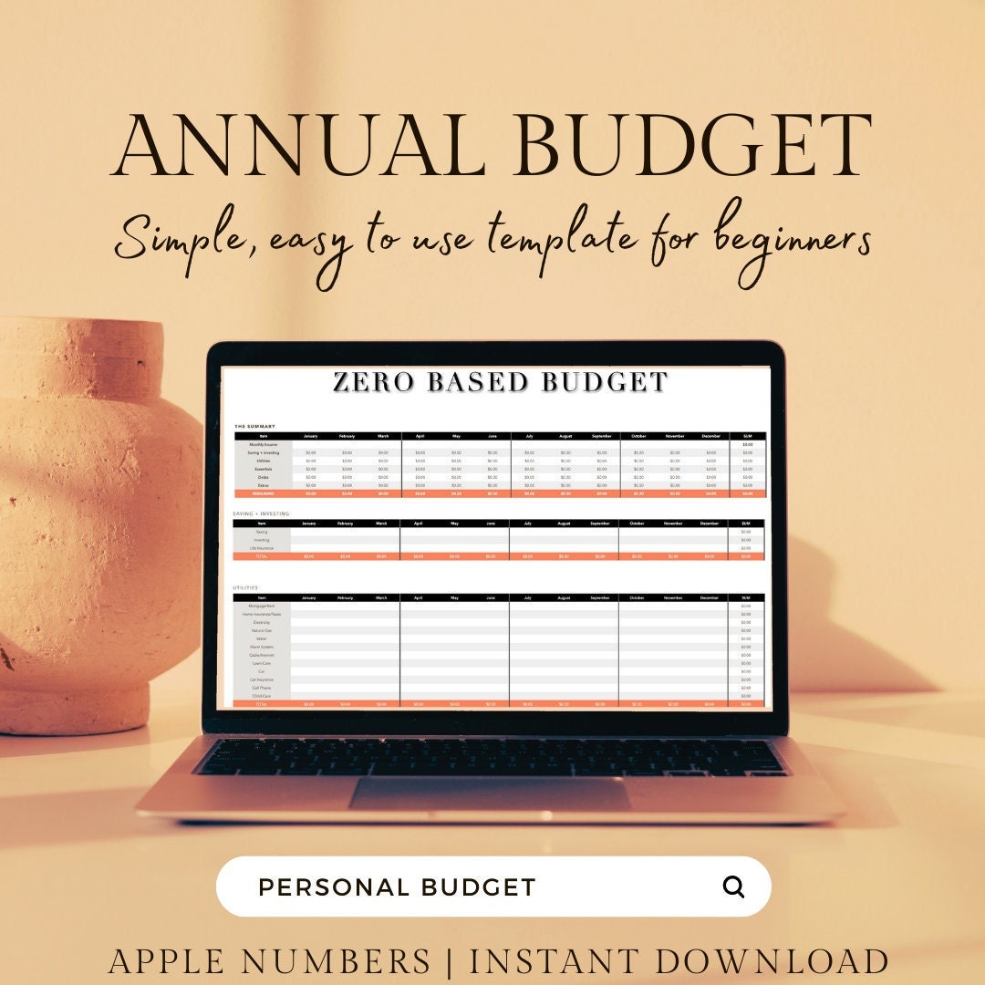 Annual Personal Budget Template numbers Monthly Breakdown Etsy Annual Personal Budget Template numbers Monthly Breakdown Etsy