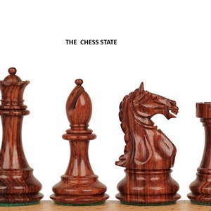 10 cm Fierce Knight Staunton Weighted Chess Pieces Only Set - Goldenes Rosenholz