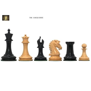 Sinquefield Cup Series gereproduceerde Staunton-schaakstukken, alleen gezet in ebbenhout en buxushout
