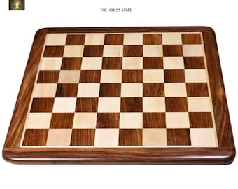 Round Edge Series Hand Carved Chess Board 17&quot; to 21&quot; In Maple & Golden Rosewood