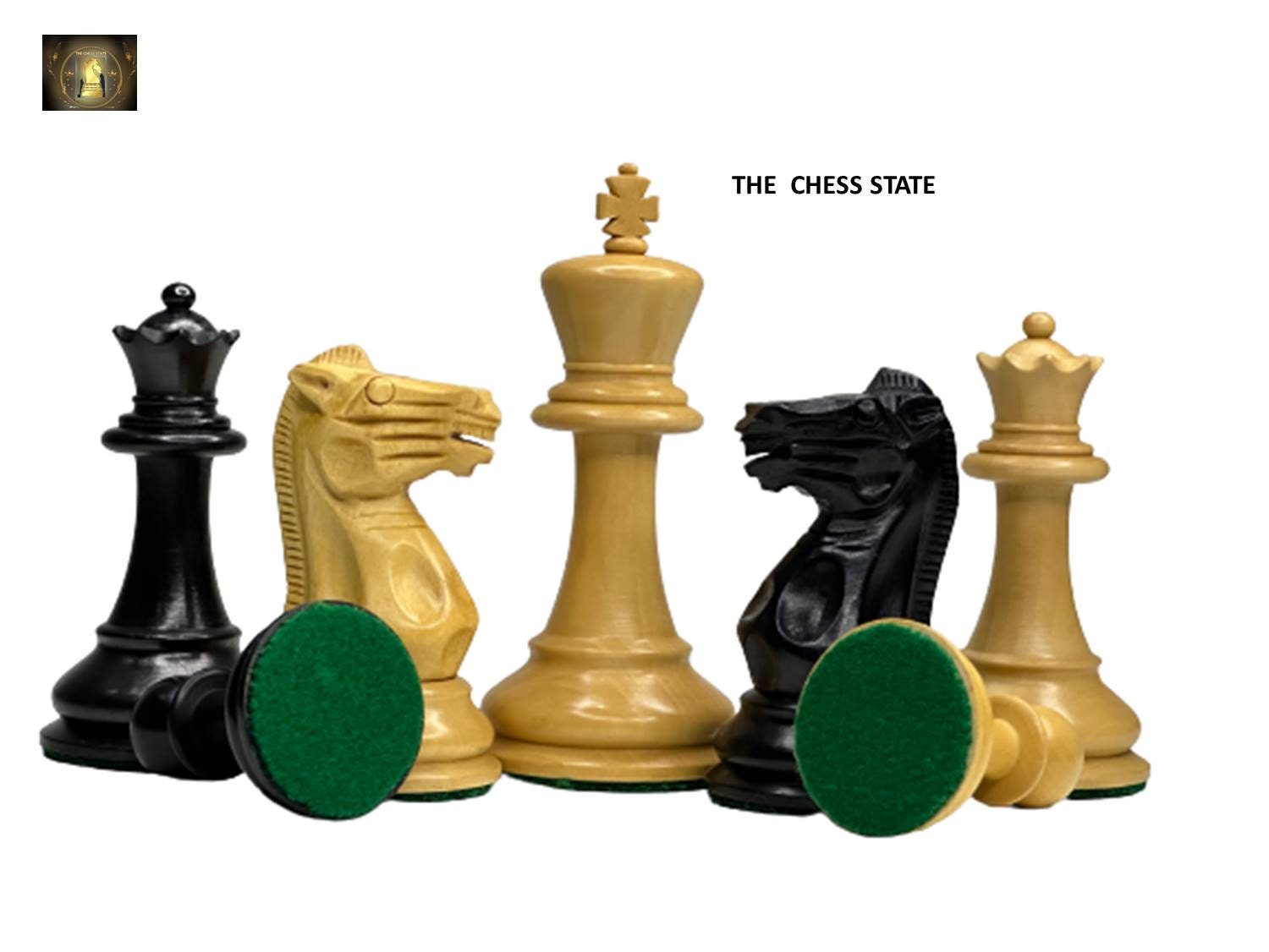 Vienna Coffee House Chess Set Ebony & Boxwood Pieces with Black & Ash Burl  Chess Board - 4 King