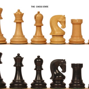 Leningrad Series Staunton Chess Pieces Only Set 4&quot;- Weighted Ebonised Boxwood