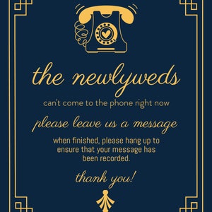 Audio Guestbook Sign Printable Navy and Gold