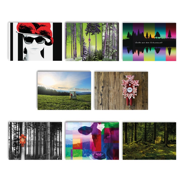 Postcard set Black Forest motifs 8 pieces