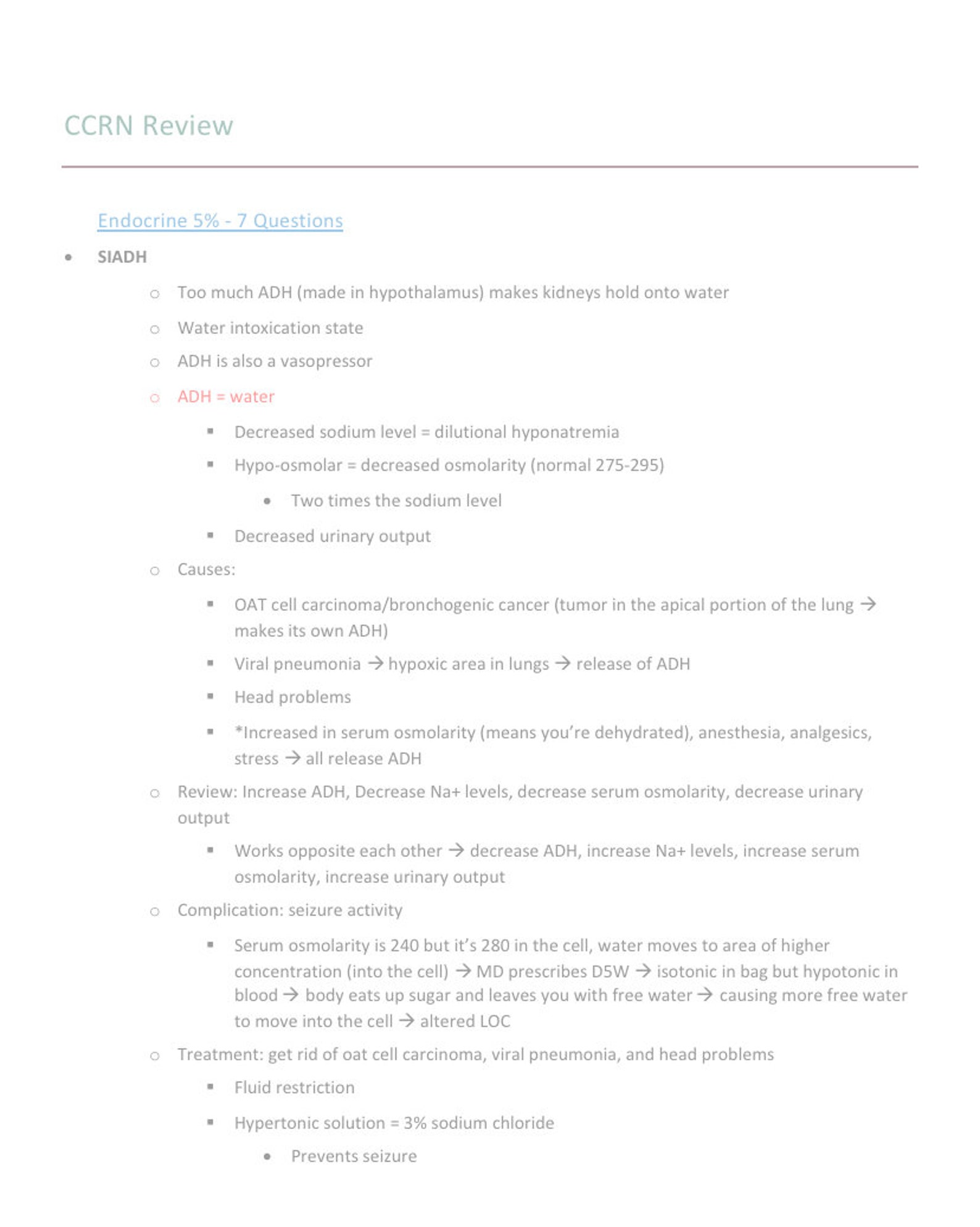 CCRN Exam Review Notes by Laura Gasparis (43 Pages) - Etsy