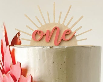 One Cake Topper | Half Sun Cake Topper | Boho Cake Topper | First Trip Around the Sun Birthday | Retro 1st Birthday Topper