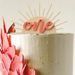 One Cake Topper | Half Sun Cake Topper | Boho Cake Topper | First Trip Around the Sun Birthday | Retro 1st Birthday Topper