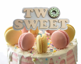 Two Sweet Cake Topper, Two Sweet Donut Party Decor, 2nd Birthday Cake Topper, Second Birthday Cake Topper, 2 Sweet Cake Topper, Two Topper