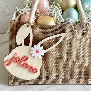 Personalized Easter Basket Tags, Easter Bunny Name Tag, Personalised Easter Basket Tag, Custom Easter Gift Tag, Kids Easter Basket Tags Girl