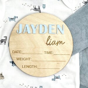 Newborn Birth Plaque | Newborn Photo Prop | Birth Announcement Sign | Round Baby Name Sign