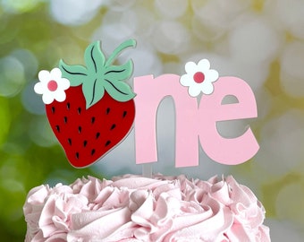 Strawberry Cake Topper Berry 1st Birthday Cake Topper Strawberry Theme | 1 Cake Topper for Strawberry Party