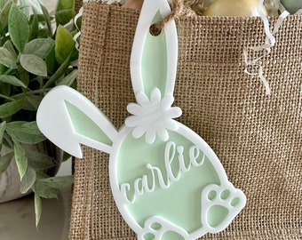 Easter Basket Tag | Bunny Easter Basket Tag | Easter Gift Tag | Easter Basket Name Tag | Acrylic Easter Tag