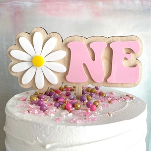 Daisy Cake Topper First Birthday Cake Topper Girl | 1st Birthday Wood Cake Topper | Daisy One Cake Topper | One Year Old Cake Topper