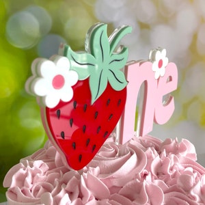 Strawberry Cake Topper Berry 1st Birthday Cake Topper Strawberry Theme ...