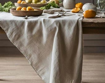 Natural Linen Tablecloth, Square or Round, Rustic Table Linens