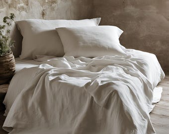 White Linen Flat Sheet: Irish Linen, Farmhouse Bedding