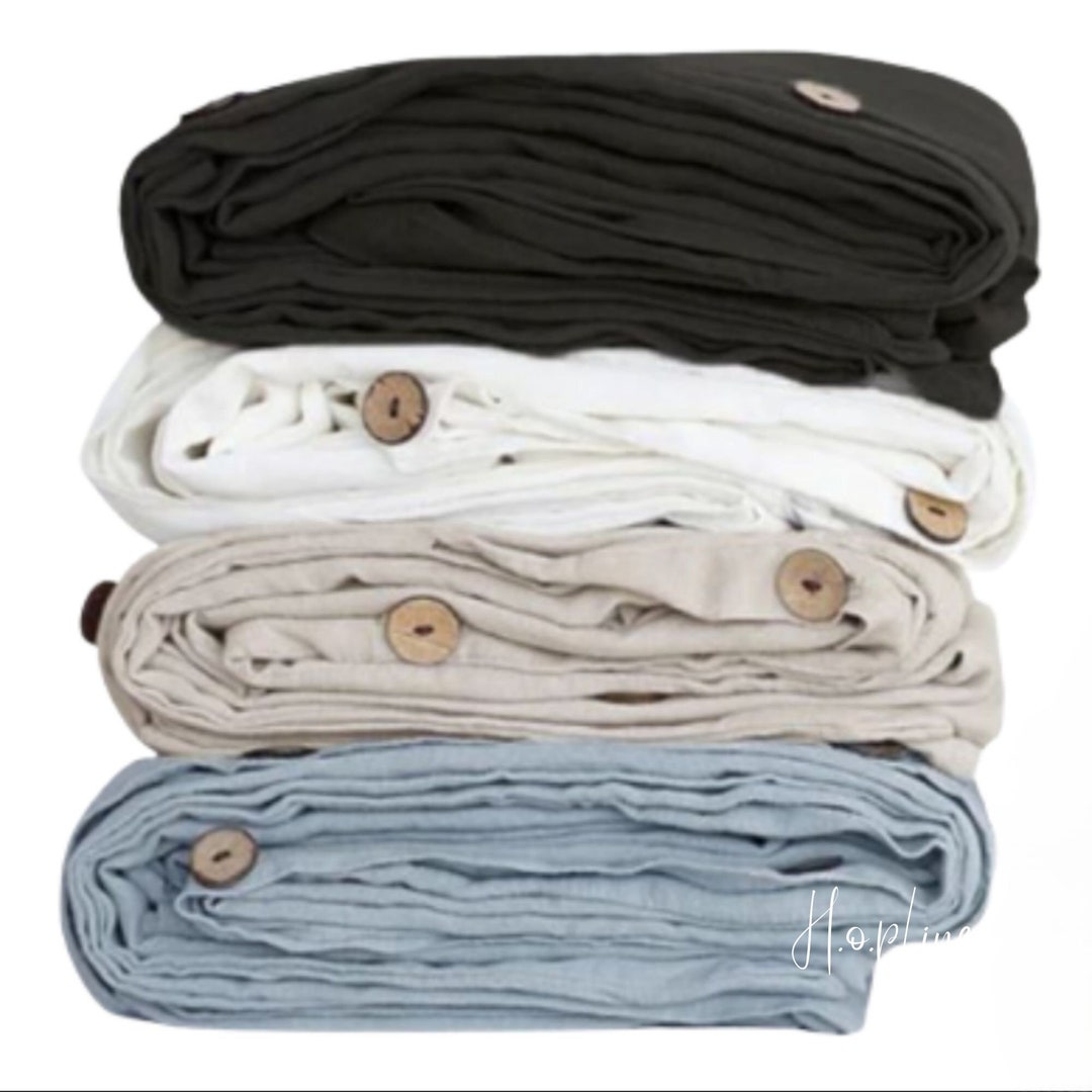 Linen DUVET COVER With Coconut Buttons in off White / Linen Duvet Cover