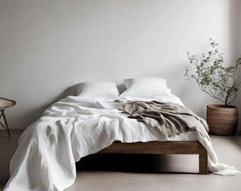 Ivory Linen Duvet Cover, Coconut Buttons - Stonewashed Irish Linen