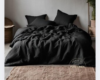 Linen DUVET COVER black