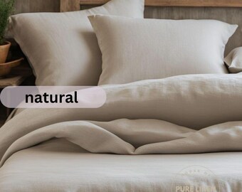 Natural Irish Linen Duvet Cover with Coco Buttons
