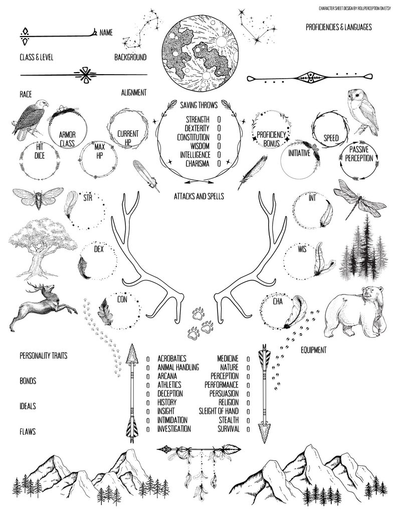 D&D 5e Ranger Character Sheet Etsy