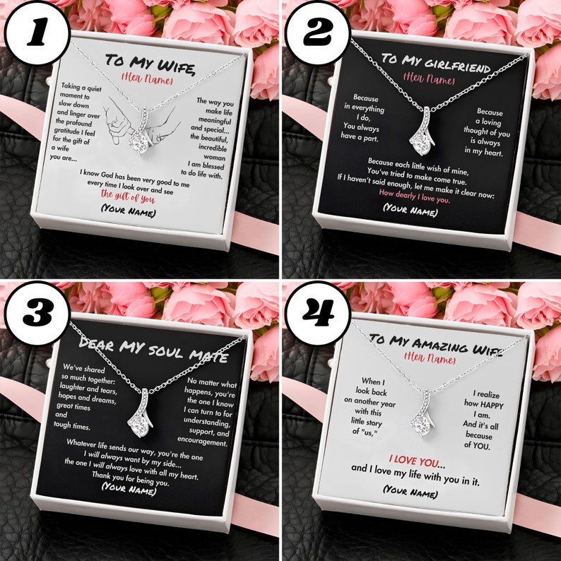 Elegant Necklace for Wife With Personalized Message Card Gratitude ...