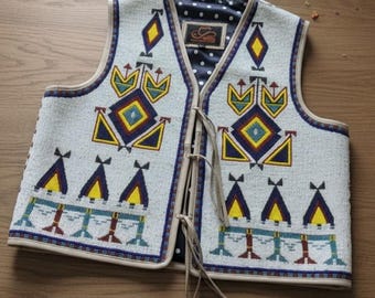 Handmade Old American Style Beaded Vest Powwow Regalia Vest