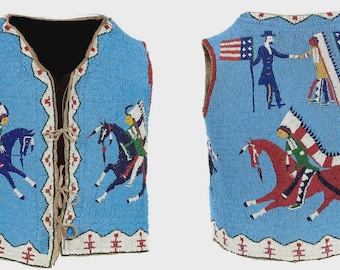 Old American Sioux Style Fully Beaded Powwow Regalia Beaded Vest