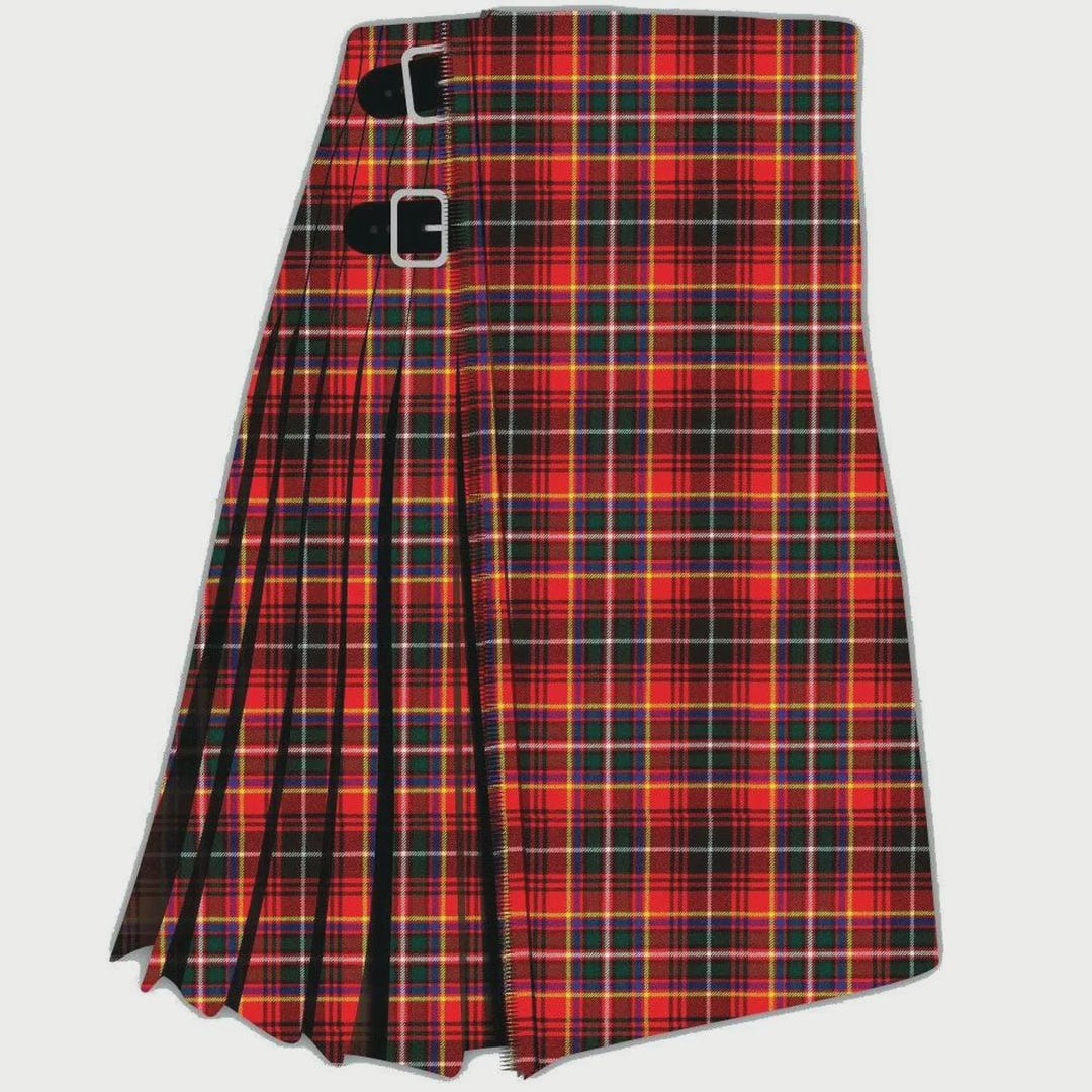 Innes Red Modern Tartan Kilt - 16 Oz 8 Yard Scottish Highland ...