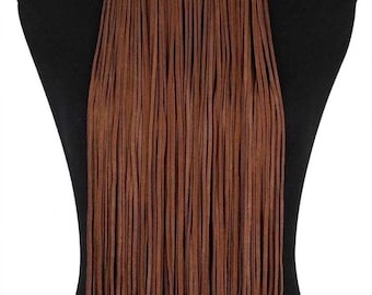 Brown Suede Fringe Necklace - Long Tassel Choker For Women