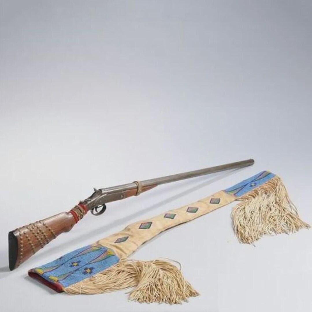 Native Rifle Native Indian Beaded Rifle Scabbard Native American Sioux Style Suede ...
