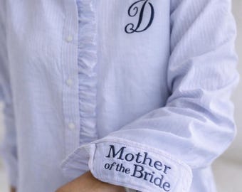 Custom embroidered- Womens Striped Button Down Shirts Lapel Long Sleeve Boyfriend Blouse Loose Tunic.